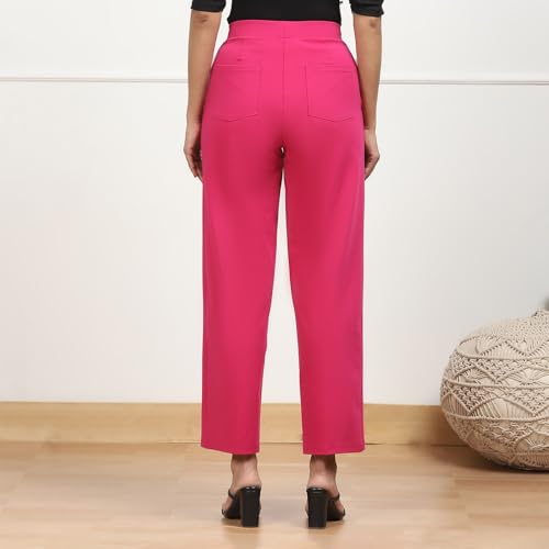 Image of BIBA Women Polyester Relaxed Solid Pants