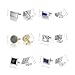 Wynameleri Cufflink 12 Pairs, Classic Fashion Men's Cuff Links Silver-tone Gold-tone Black for Business Wedding Party Gift Box T0212006