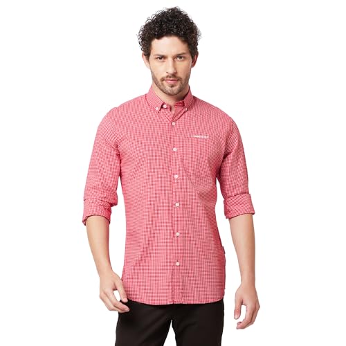 Image of KENNETH COLE New York Mens Slim Fit Cotton Spread Collar Long Sleeve Patch Pocket at Chest Casual Shirt