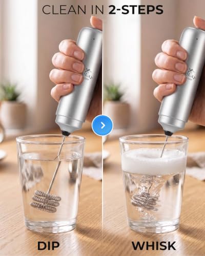 Image of Zulay Kitchen Rechargeable Milk Frother Handheld - Triple Coil Whisk, Electric Coffee Frother, Portable Hand Frother Wand, Drink Mixer for Matcha, Lattes & Cappuccinos, Kitchen Gifts - Silver