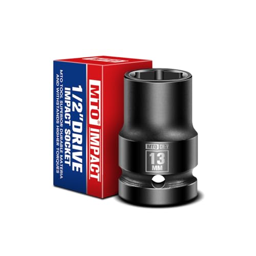 Image of MTO 1 /2 inch Drive 13mm Shallow Impact Socket, 6-Point Metric Socket for Automotive Maintaince, CR-V Steel Meets ANSI Standards