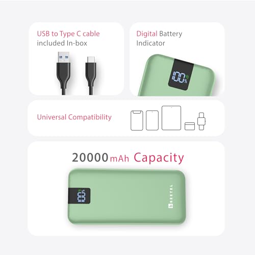 Image of Beetel Volte Series PB20 20000mAh Power Bank 22.5W Fast Charging | Triple Output QC3.0, PD3.0 & PPS | Pass Through Charging | Designed for Apple iPhone, Samsung, OnePlus and All Smartphones | Green