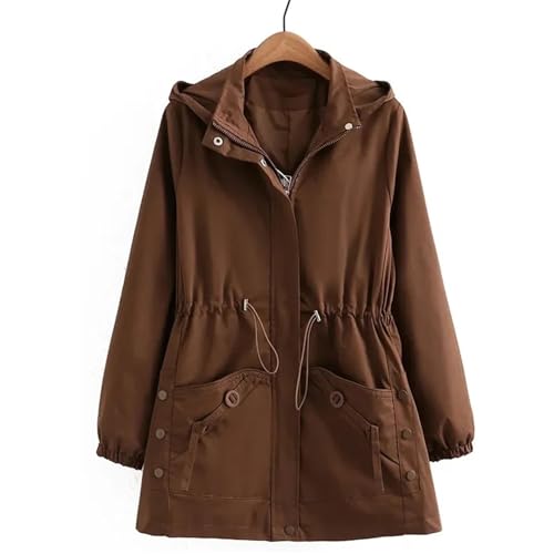 Women's Mid-Length Hooded Trench Coat – Plus Size Outerwear For Middle-Aged4
