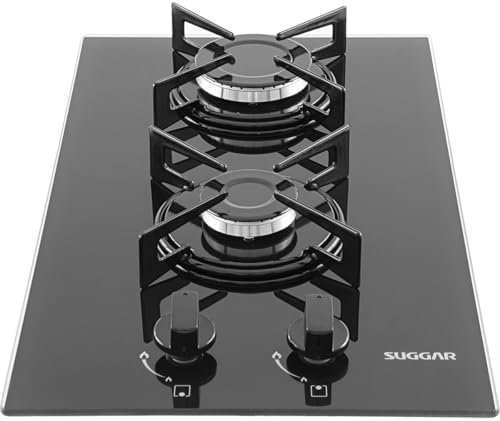 Fogão de Mesa Cooktop 2 Bocas Vidro Preto à Gás - SUGGAR - FG2002...
