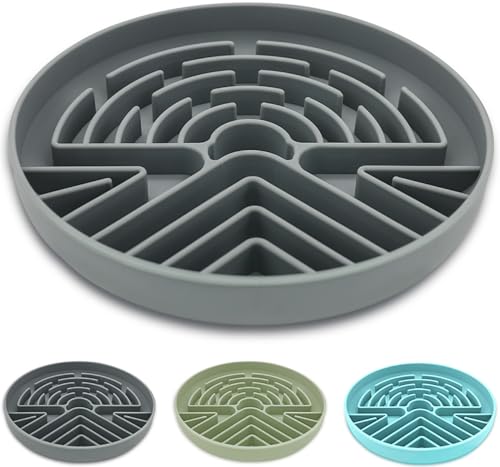 Lesipee Ciotola per cani di taglia grande e piccola, anti-soffocamento, con base antiscivolo, interattiva, per mangiare lentamente, in silicone, per cuccioli e gatti (beige)