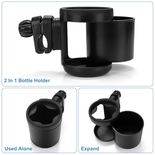 Image of Accmor Stroller Cup Holder, Universal Cup Holder for Walker Wheelchair Bike | 360 Rotatable Attachment Accessories for Uppababy Nuna Doona Strollers Scooter