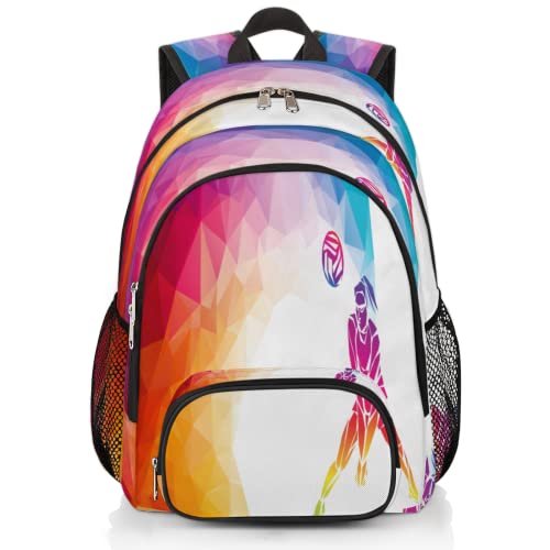 Aotximlat Mochila escolar de voleibol para jogadores, adolescentes, meninas, meninos, mochila escolar, ombro, computador, caminhadas, ginásio, viagens, casual, mochila de viagem, ver fotos, tamanho