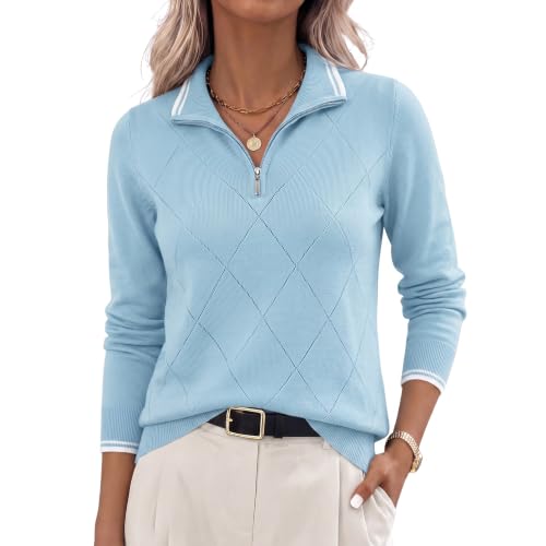 Image of JACK SMITH Quarter Zip Pullover Sweaters for Womens, Rib Polo Sweater Tops