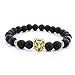 Pusheng Lava Rock Stone Bead Bracelets Set Beeded Lion Leopard Elastic Bracelet,8MM