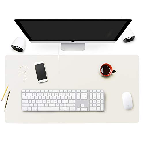 Suntapower Almohadilla para el Ratón, Tapete de Escritura de Cuero de PU Doble Lado Extendido Impermeable y Antideslizante, 80x40cm, Beige 1PACK