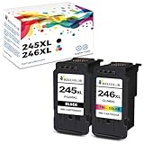 Relcolor Compatible Ink Cartridge Replacement for Canon 245XL 246XL (Black Color 2 Pack) 245 246 XL PG245 CL246 MX490 MG2522 MX492 TR4520 TR4500 MG2520 TS3300 TS3322 MG2525 TR4522 TS3100 TS3122 TS3320