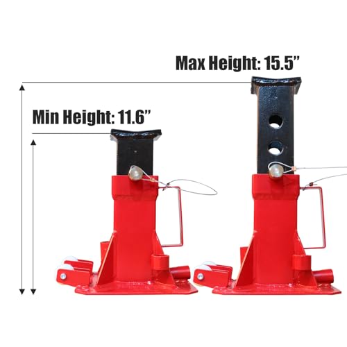 Image of Torin ATZ70006PB Heavy Duty Jack Stands: Pin Style Jack Stand with 2 Casters and Handle, Easily Portable Car Stand for Car SUV, Truck and Pick Up, 7 Ton (14,000 lb) Capacity, Red