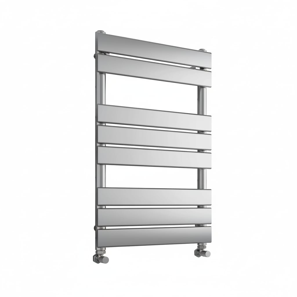 Greened House Chrome Richmond Heated Towel Rail Flat Panel Bathroom Towel Radiator Central Heating (, 500Mm W X 800Mm H)