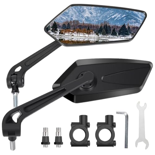 Pair Of Bike Mirrors Bike Mirrors For Handlebars 360-Degree Rotating Rear View Glass Lens Safe Riding Mirrors Scratch-Resistant Glass Lens Universal Fitting Accessories