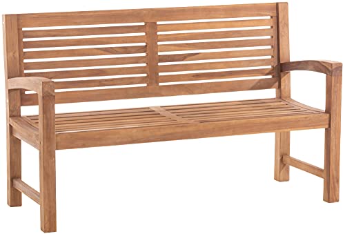 CLP Teakbank Halden I Holzbank Für Den Garten I Sitzbank Mit Armlehnen, Farbe:Teak, Größe:150 cm