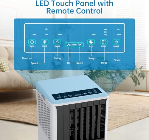 Image of Garvee 8K BTU Portable Air Conditioner, 3‑in‑1 Cooling, Dehumidifier & Fan | Covers Rooms Up to 350 Sq. ft., Remote Control and Window Kit Included, 24‑Hour Timer, Sleep Mode, White