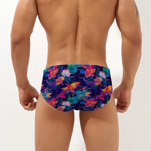 Japanese Fishes Flowers Mens Swim Briefs Sexy Bikini Swimwear Bathing Suits Trunks2