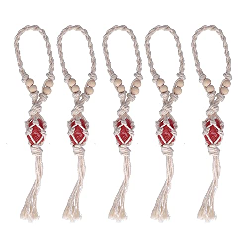 Cordón para Collar Soporte de Piedra vacío |Cordón Colgante Ajustable para Hacer Joyas de Bricolaje |5 Piezas de Repuesto Tejidas a Mano |Oxidación - Cuerda de algodón a Prueba (Red)