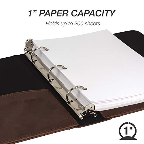 Samsill Vintage Hardback Mini 3 Ring Leather Binder, Professional Binder Organizer, Planner Binder, 1 Inch 3 Ring Binder, Mini Binders 5.5 X 8.5 Three Ring, No Zipper, Faux Brown Leather #TOP1