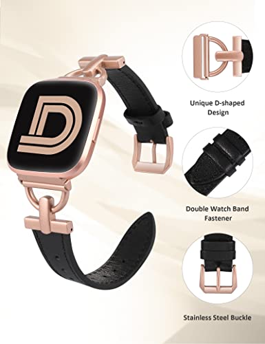 Correa de cuero para Fitbit Versa 2, diseño elegante miniatura 4