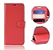 Produktbild XunEda Hülle für Wiko Y60, PU Leder Buchumschlag Tasche Handyhülle mit [Standfunktion] Schutzhülle Case Cover für Wiko Y60 Smartphone (Rot)