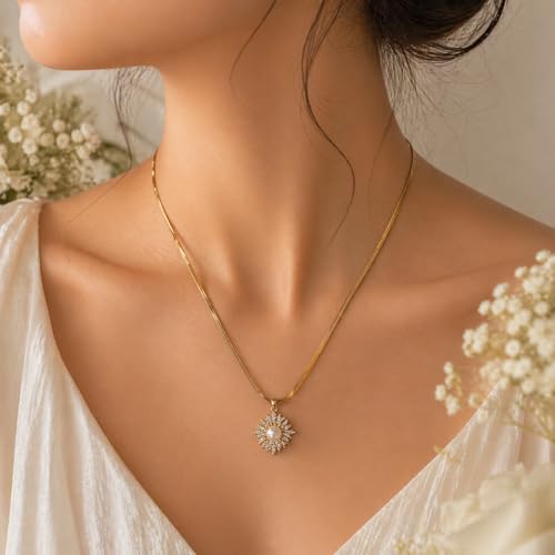 Image of RIDHVEE Anti-Tarnish Gold Plated Pendant Necklace for Women & Girls | Skin Friendly Lightweight Fashion Jewellery | Elegant Minimalist Chain Necklace & Gifting