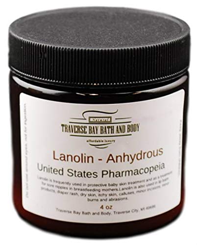 Lanolin - Anhydrous - USP, 4 oz, Safety sealed container. Soap making, lotion, creams, bath, beauty.