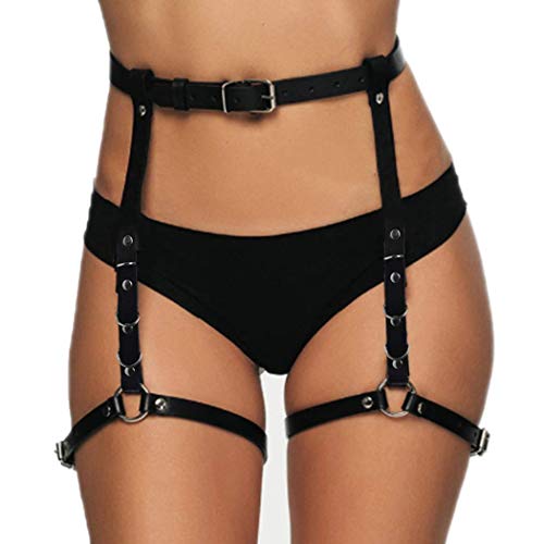Victray Leather Waist Chain Belt Black Leg Chains Punk Body Chains Thigh Chain Fashion Body Jewelry for Women and Girls - Thumbnail 3
