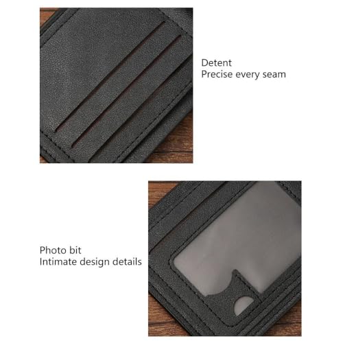 Mens Short Wallet PU Folding Coin Purse Horizontal Card Holder Men(Black)4