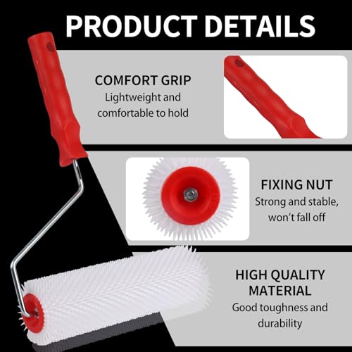 bssmmai Stachelwalze Ausgleichsmasse 23 cm Entlüftungsroller mit 1.5 m Lange Stange, Stachelwalze Handstachelwalze Entlüftungsroller zur Entlüftung von Bodenbeschichtungen