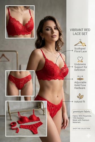 Image of Soft Lace Non Padded Bra Panty Set for Women || Non Padded Lingerie Set for Female,Ladies
