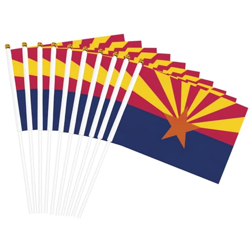 Small Mini Arizona state flag Print Handheld Flag,Double sided hand Stick waving flag 5.5 x 8.2 in
