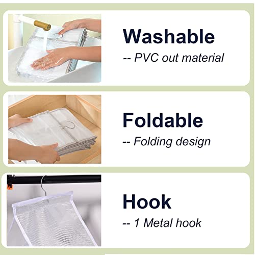 Aeeteek 1 Pack Hanging Closet Organizer Pvc Waterproof Wardrobe Clothes Organizer Dividers 12 Shelves Fabric Cabinet Pants Storage Box Foldable Drawers With Hook For Home Dorm Camping (White) #TOP5