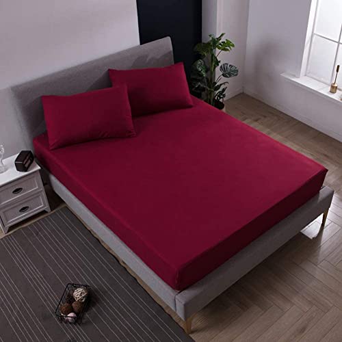Image of Waterproof Mattress Protector Single Size 78x42 - Waterproof Terry Cotton Mattress Protector /Bed Cover Single Size Bed - Maroon Color - Water Proof Mattress Protector for Kids Urine