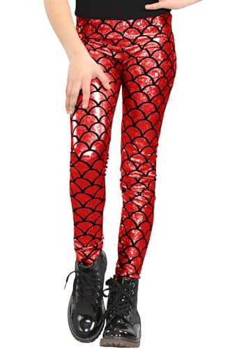 Pantalones de pescado para niña diseño de sirena el regalo brillante rojo