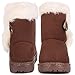 Femizee Toddler Girls Boots Warm Winter Snow Boots for Kid Boys Flat Button Size 5 Toddler,Coffee 21
