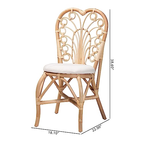 bali & pari Jerica Modern Bohemian Natural Rattan Dining Chair with Openwork Rattan Decors - Chairs - view 1