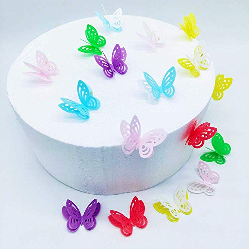 SS Cohen 60 Pcs Edible Butterfly Cupcake Toppers Cake Party Cake Decorations Mixed Colour for Birthday Wedding Party desktop Decoration Upgraded Version Hollow out