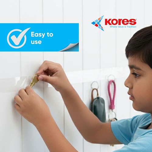 Image of Kores Strong Grip Transparent Double Sided Tape - Ultra Strong Gel Adhesive, Removable & Reusable, 3 Metre Roll, 2mm Thick - For Walls, Glass, Wood, Metal & Home /Office Use | Heavy Duty