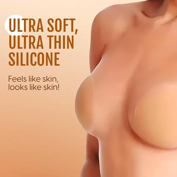 Reusable Silicone Nipple Covers, 1 Pair Nipple Cover For Women | Premium Ultra Thin |Invisible & Skin Friendly Adhesive|Up To 10 Hrs Sticking Capacity |Reusable Cloth Bag - 2 Pcs (Pair of 1) - Image 3