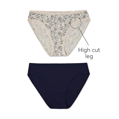 Image of Pact Women's Organic Cotton Bikini Underwear, Classic Fit Panties with High Cut Leg