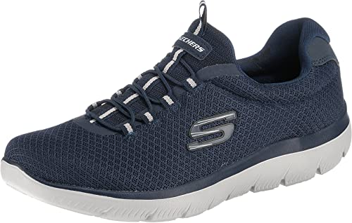Skechers Herren Summits Slip On Sneaker, Navy Mesh Trim, 44 EU
