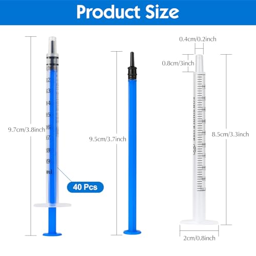 Sinofort Spritze,40 Stück 1ml Spritze,Kappe Kunststoff Spritze,Steril Ohne Nadel Kolostrum Spritze,Kolostrumspritze, Sterile Einzelverpackung für die Flüssigkeitsmessung von Haustieren