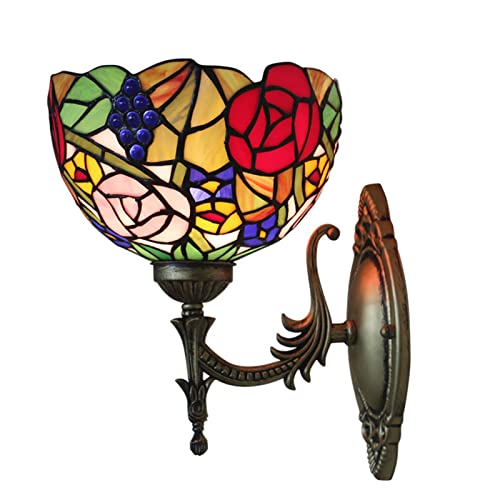 Lampe Tiffany applique murale LED en vitrail décoratif avec motif victorien fait main