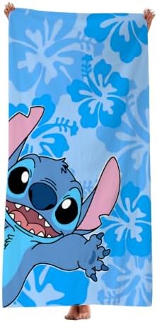 GLOMINGLE Stitch Poster Beach Towel, Soft Absorbent Bath Towel for Home & Travel Size 28” x 55.