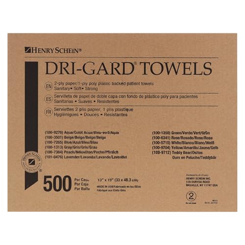 Dri-Gard Disposable Towels, 13" x 19", 2-Ply, Poly Back, Lavender, 500 Ct