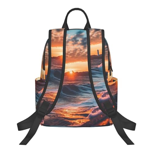 Casual Backpack for Women Men Ocean Sunset Lightweight Daypack Large Capacity Nurse Bag3