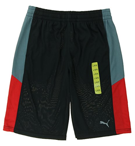 PUMA Youth Boys Lifestyle Athletic Short (Large 14/16, Black / Red)