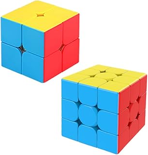 Speed Cube Set 2X2X2 3X3X3 Magic Cube Puzzle Bundle for Kids & Adults Pack of 2 Colorful