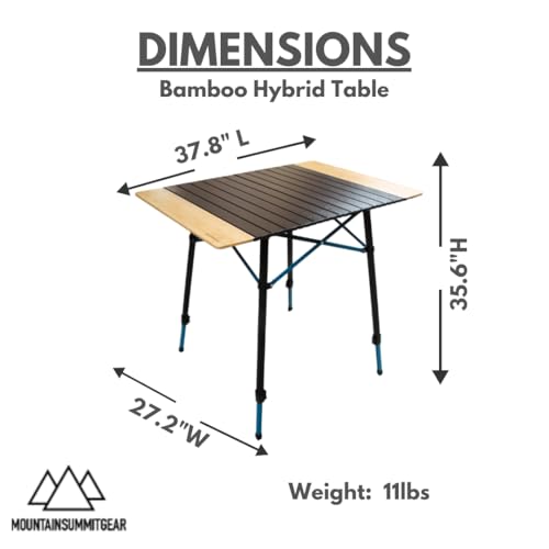 Mesa de Camping Plegable MOUNTAIN SUMMIT GEAR MSG-TBL/HYB con superficie híbrida de Aluminio y Bambú y estructura de acero ajustable miniatura 3